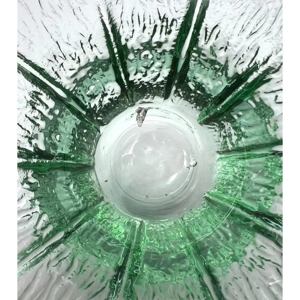 Vintage Viking Glass Green Flower Petal Votive Candle Holder